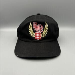 Rhude Embroidered Black Cap Snap Back with Gold Leaf